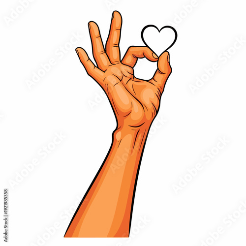 Hand gesture holding a heart shape, showing approval and love.