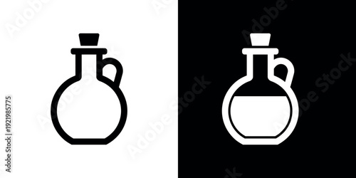 Black and white of a laboratory flask with liquid science