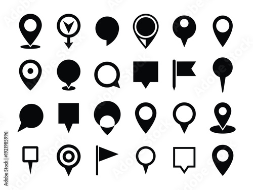 Map pin and location marker icon set for navigation and destination pointers
