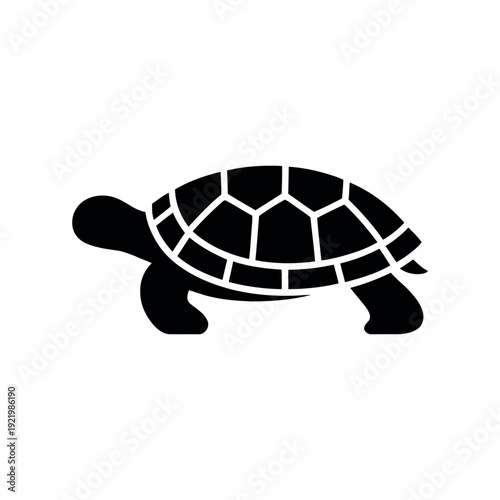 Black and white turtle silhouette with segmented shell 1