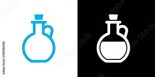 Blue and White Laboratory Flask on Split Background