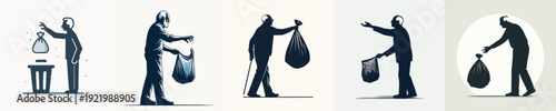 Silhouette Vector Illustration of an Person Throwing Out Trash
