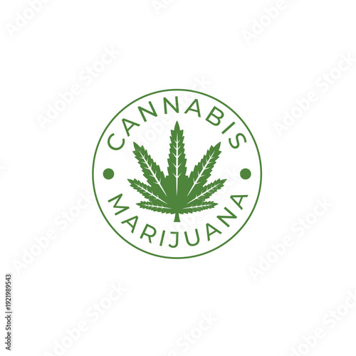 Label logo with marijuana leaf.Vector illustration