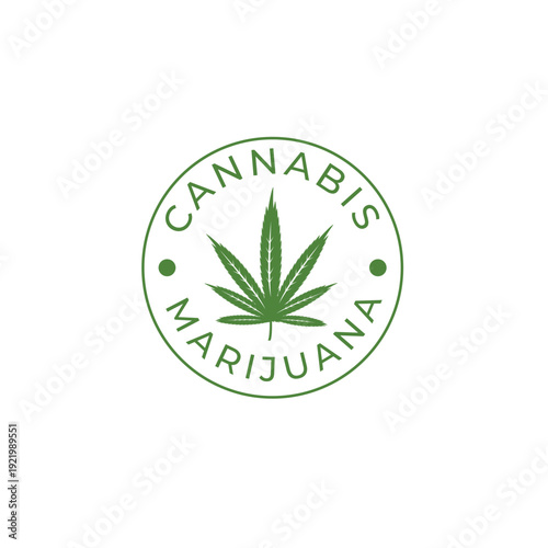 Label logo with marijuana leaf.Vector illustration