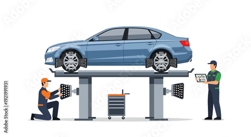 Automobile Inspection and Maintenance Service Illustration.