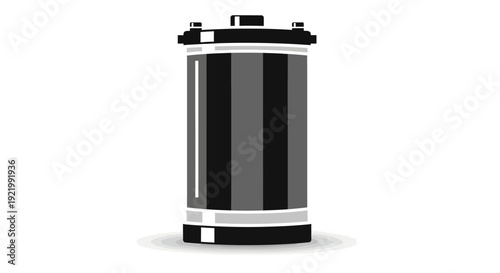 Black Film Canister with Silver Trim.