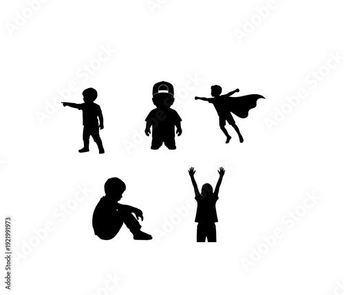 Silhouette of children playing and having fun
