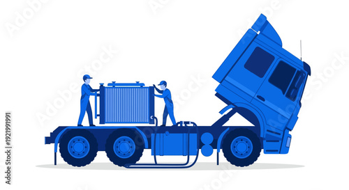 Garbage Truck with Workers Illustration.