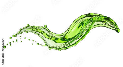 Refreshing Lime Green Liquid Splash Dynamic Wave Isolated White Background