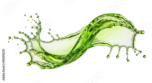 Refreshing Lime Green Liquid Splash Dynamic Wave Isolated White Background