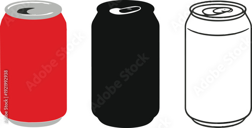 soda cans in silhouette, and outline styles