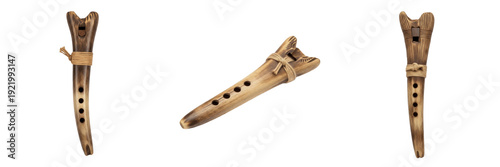 Tableau sur toile Ancient bone flute, prehistoric musical instrument, Paleolithic and Neolithic wi