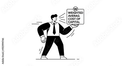 Man holding a sign with the text weighted average cost of capital