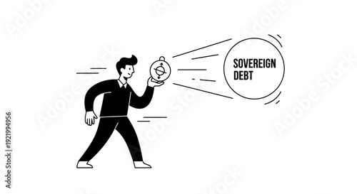 Sovereign Debt Crisis Man Holding a Compass Symbolizing Financial Uncertainty