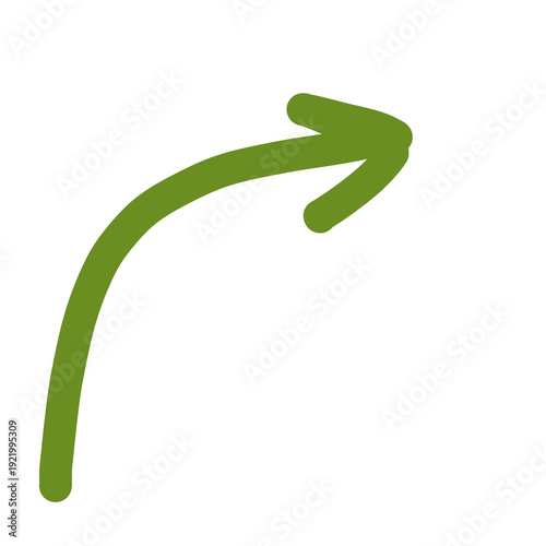 Olive green arrow hand drawn isolated on transparent background