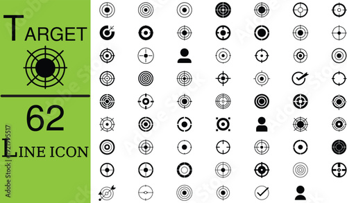 Target bullseye score 62 achievement goal flat design vector illustration