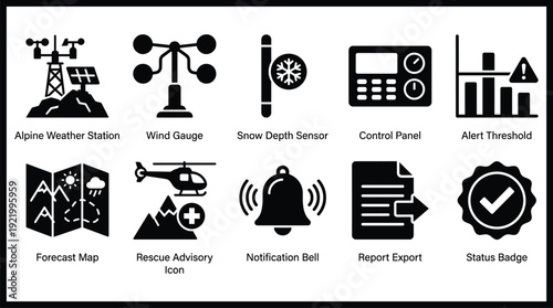 Weather icons and symbols used for forecasting and alerts
