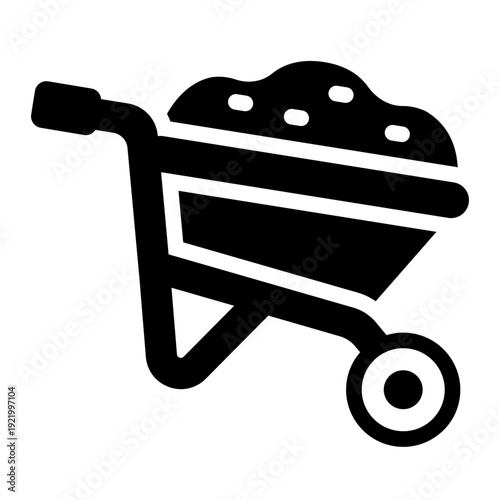 wheelbarrow glyph icon. farm transport cart. feed delivery. poultry work
