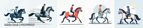 A Man Riding a Horse Vector Illustration