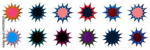 Retro Comic Book Speech Bubbles and Explosion Starbursts for Pop Art Design