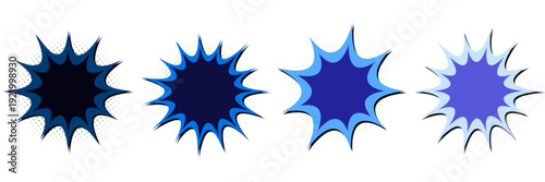 Blue Comic Book Explosion Bubbles for Superhero Graphic Design Elements