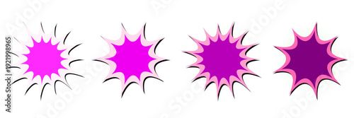 Retro Pink Comic Book Action Burst Elements for Pop Art Graphic Design