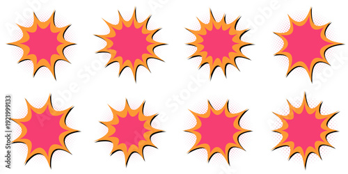 Retro Comic Book Explosion Bubbles for Pop Art Sale Promotion