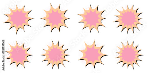 Pink Comic Book Explosion Bubbles for Retro Pop Art Graphic Design