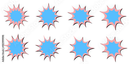 Retro Comic Book Action Bubbles Set for Video Game UI and Social Media Stickers