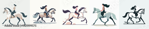 A Woman Riding a Horse Vector Illustration