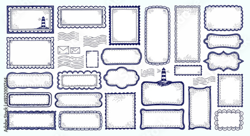 Collection of Vintage Nautical Frames and Decorative Borders for Design