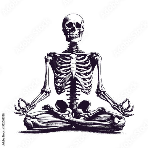 skeleton in lotus yoga pose