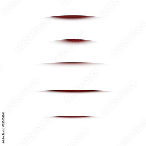 Set of dark red bloody wound slits and paper cut effects for horror and medical graphics