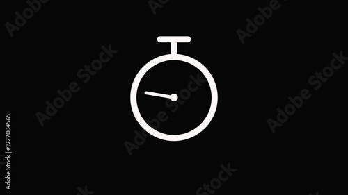 Stopwatch Animation White Circle Timer Symbol on Black Background clock.