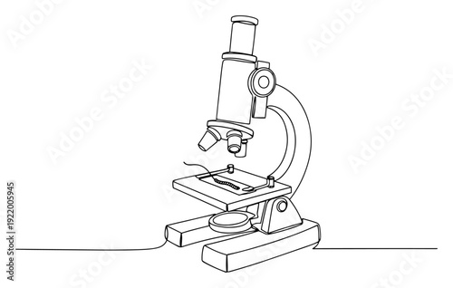 Microscope for laboratory research and scientific discovery in continuous line art style