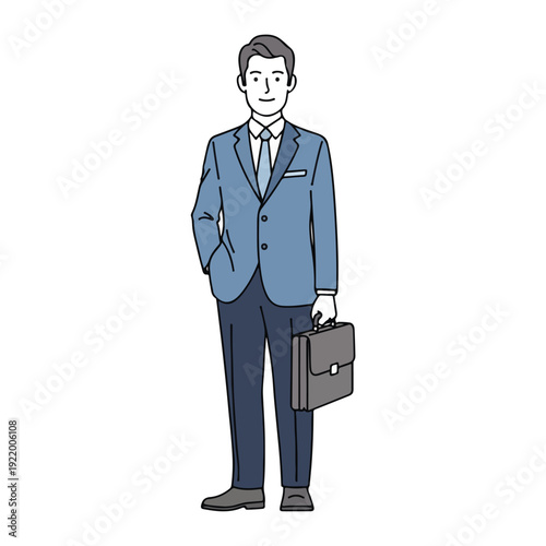 Businessman in Suit Holding Briefcase.