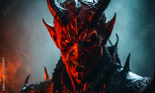 sinister red demon with sha...