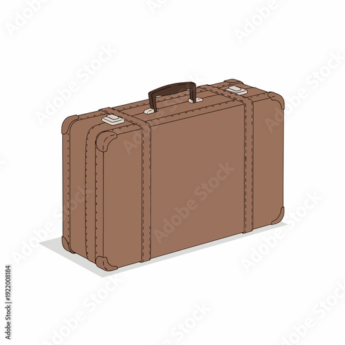 A vintage brown suitcase with a handle, evoking a sense of travel and nostalgia, perfect for adventure or holiday themes