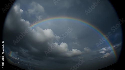 Rainbow Appearing Through Cloudy Sky Frames.