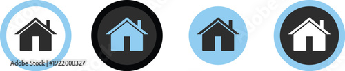 Set of four modern house icons in different color variations