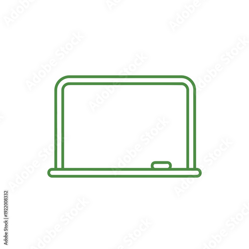 Blank green outline of a whiteboard with a small eraser icon on the right side against a white background, perfect for educational or presentation graphics