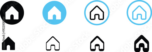 Set of modern house icons in different colors and styles for real estate branding