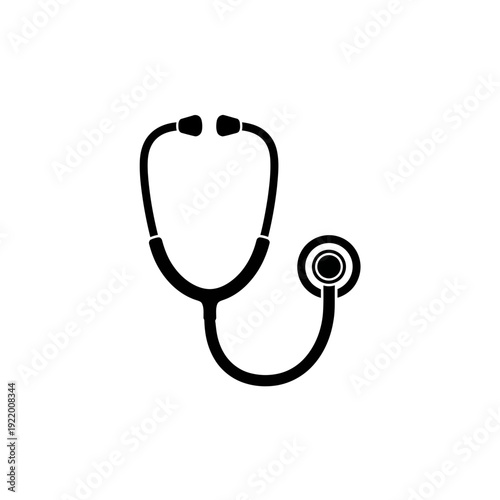 Vector silhouette icon of a traditional medical stethoscope, an essential diagnostic instrument for healthcare professionals to assess vital signs during patient examinations