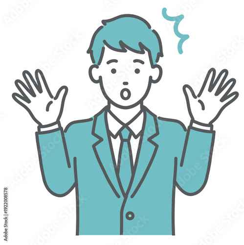 驚く・焦る10代男性（男子学生）のイラスト（ショック・上半身）