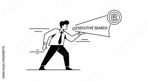 Professional Businessperson Focused on Executive Search, Utilizing a Magnifying Glass to Pinpoint Top Talent for Career Advancement and Recruitment Needs