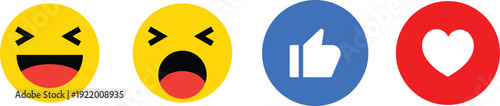 Vibrant social media reaction emojis set