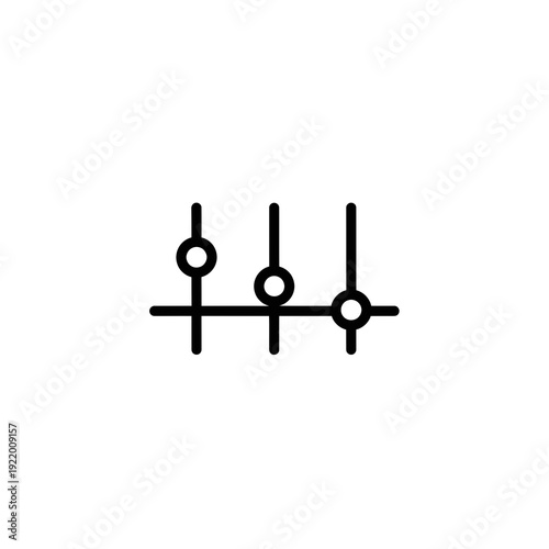Clean and modern graphic icon depicting adjustable vertical sliders with circles, symbolizing control, settings, and customizable options for user interfaces and digital applications