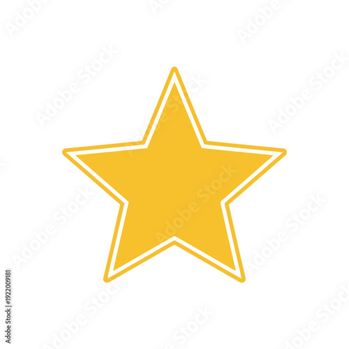 Bright yellow star icon with a white outline, ideal for indicating favorite status, top ratings, premium quality, or achievement in various digital design projects