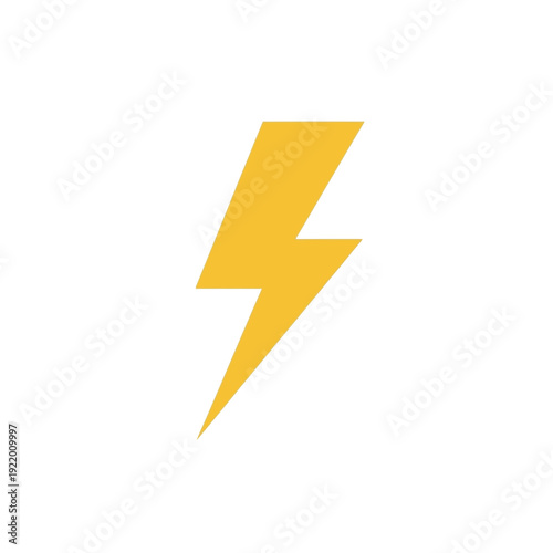 A vibrant yellow lightning bolt icon representing energy, power, and a sudden burst of inspiration on a clean white background