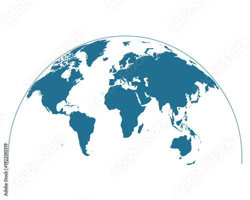 A world map highlighting regions in a contrasting dark blue color against a light background